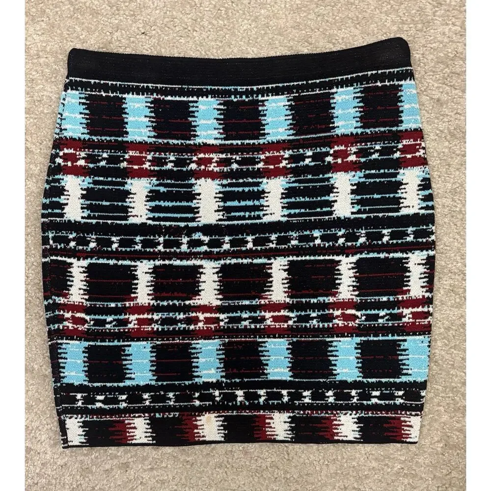 RACHEL Rachel Roy Geometric Patterned Sweater Knit Mini Skirt Size Small